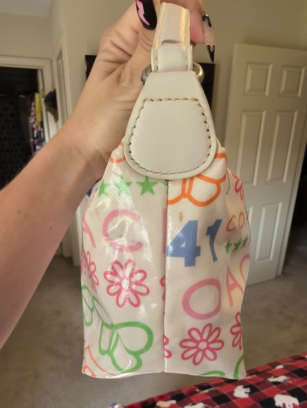 Coach White/Multicolor Butterfly Graffitti Baguette Bag with Matching Wristlet - Picture 5 of 10